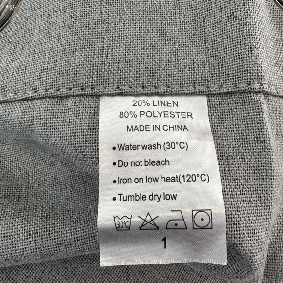 Linen Textured Curtains Large Grommet 48"x80" Poly/Line Light Gray Set of 2 - Picture 5 of 5